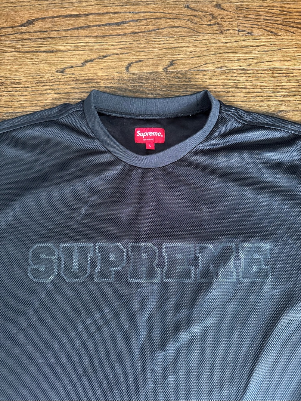 Supreme Black Tonal Mesh Logo Tee